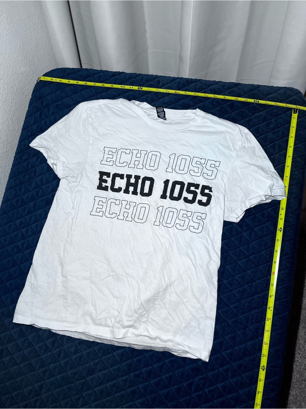District White Tee with Black Echo 1055 Print